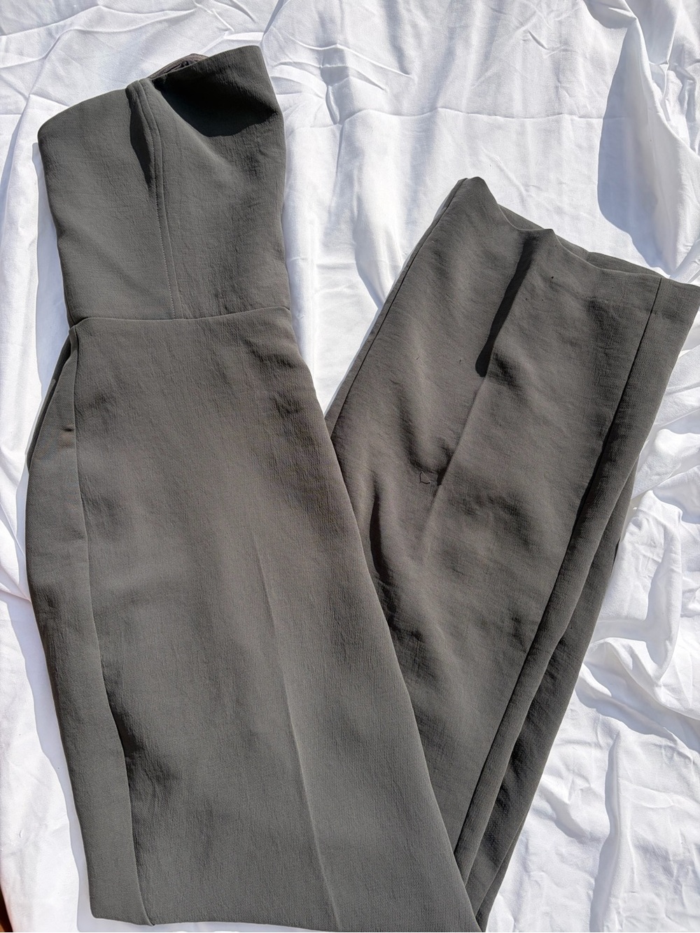 Aritzia Wilfred Endless Jumpsuit - Strapless Wide-Leg Jumpsuit in Gray - Picture 9 of 10